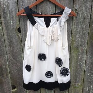 BCBG Max Azria Tank Blouse Large White Ivory Black